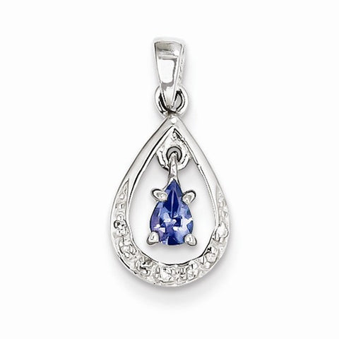 Sterling Silver Tanzanite & Diamond pendant, Fine Pendants for Necklace