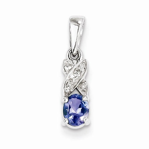 Sterling Silver Tanzanite & Diamond pendant, Gorgeous Pendants for Necklace