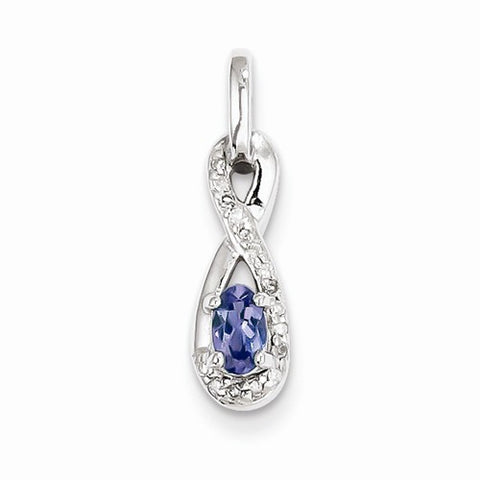 Sterling Silver Tanzanite & Diamond pendant, Lovely Pendants for Necklace