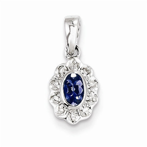 Sterling Silver Tanzanite & Diamond Pendant, Alluring Pendants for Necklace