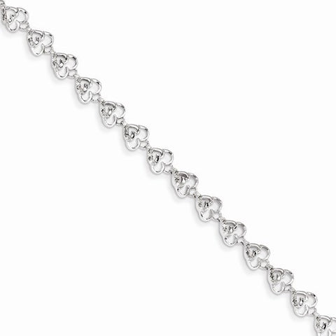 Sterling Silver Rhodium Plated Diamond Bracelet