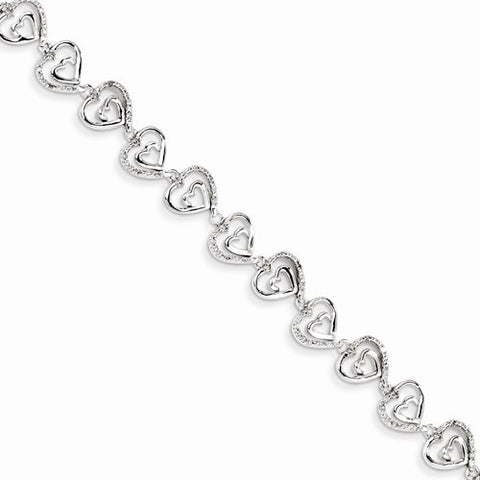 Sterling Silver Rhodium Plated Diamond Bracelet