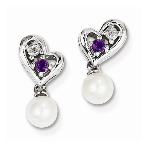 Sterling Silver Pearl Amethyst Diamond Pendant, Jewelry Pendants for Women