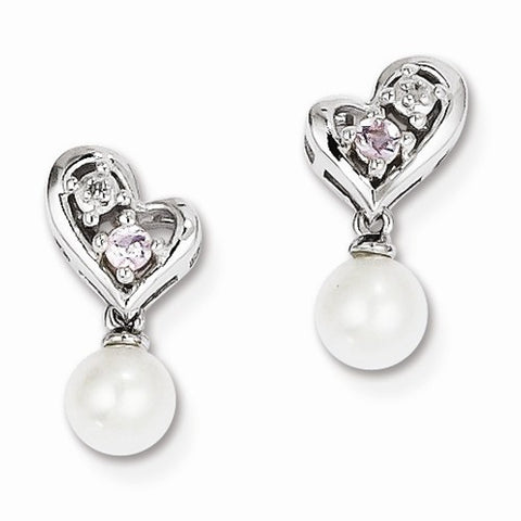 Sterling Silver Pearl Pink Quartz Diamond Pendant, Jewelry Pendants for Women