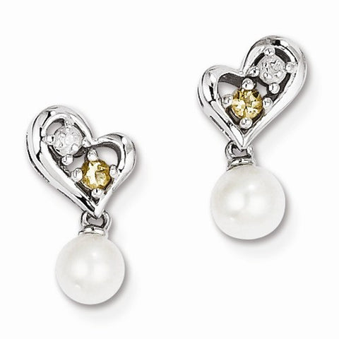 Sterling Silver Pearl Whiskey Quartz Diamond Pendant, Jewelry Pendants for Women