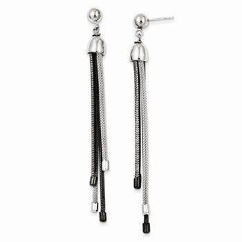 Sterling Silver Black Rhodium Polished 4 Str& Post Dangle Earrings