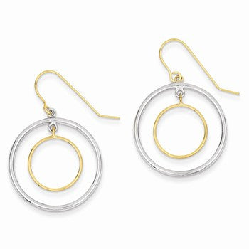 Sterling Silver w/14k Yellow Gold Polished Circles Dangle Earrings