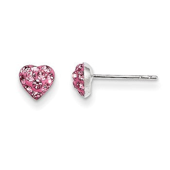 Sterling Silver Pink Preciosa Crystal Heart Earrings