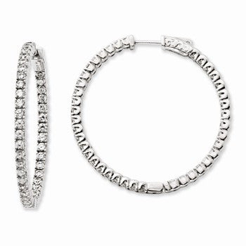Sterling Silver Rhodium-plated CZ 80 Stones In Out Hoop Earrings