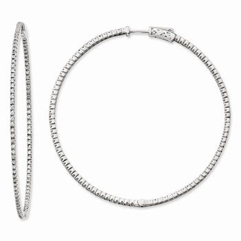 Sterling Silver Rhodium-plated CZ 194 Stones In Out Hoop Earrings