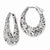 Sterling Silver Rhodium-plated Accent Pave CZ Oval Hoop Earrings