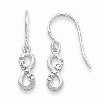 Sterling Silver with CZ Infinity Symbol Shepard Hook Earrings