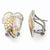 Sterling Silver Multi Color Mosaic MOP Leaf Omega Back Earrings