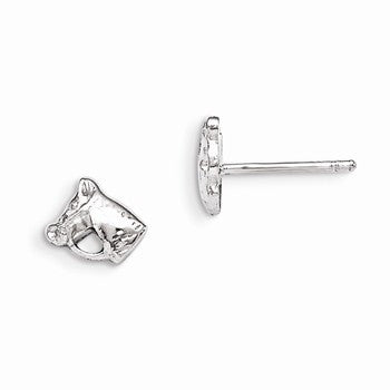 Sterling Silver RH Plated Childs Polished Horse Head Post Earrings