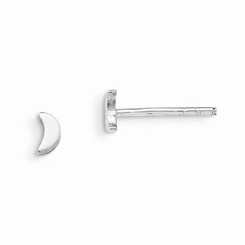 Sterling Silver RH Plated Childs Polished Half Moon Post Earrings