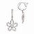 Sterling Silver Rhodium Plated CZ Hinged Hoop Dangle Flower Earrings