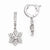 Sterling Silver Rhodium Plated CZ Hinged Hoop Dangle Snowflake Earrings