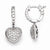 Sterling Silver Rhodium Plated CZ Hinged Hoop Dangle Heart Earrings