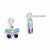 Sterling Silver Silver Enamel Butterfly Post Dangle Earrings