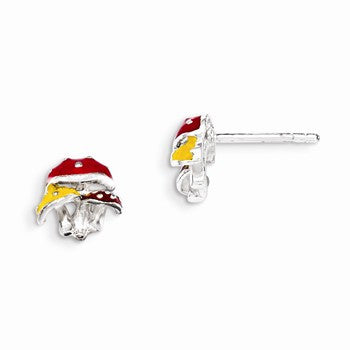 Sterling Silver Enamel Kids Mushroom Post Earrings