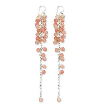 Sterling Silver Cherry Quartz Dangle Earrings