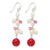 Sterling Silver Pink Cultured Pearl/Crystal/Strawberry Quartz Earrings