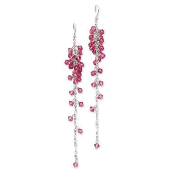 Sterling Silver Pink Crystal Dangle Earrings