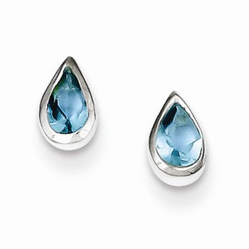 Sterling Silver Light Blue CZ Teardrop Earrings