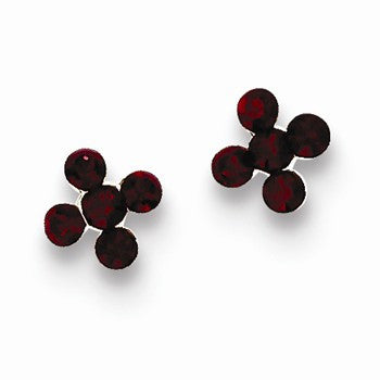Sterling Silver Red Preciosa Crystal Floral Earrings