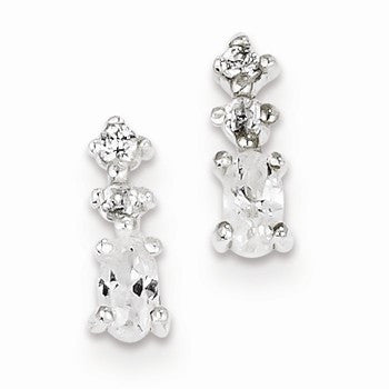Sterling Silver CZ Post Earrings