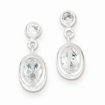Sterling Silver Oval CZ Earrings