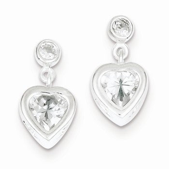 Sterling Silver Heart CZ Earrings