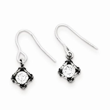 Sterling Silver Antiqued CZ Earrings