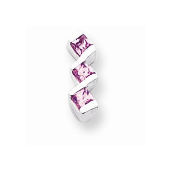 Sterling Silver Princess-Cut Pink CZ Earrings