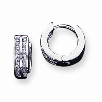 Sterling Silver CZ Hoop Earrings