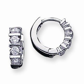 Sterling Silver CZ Hoop Earrings