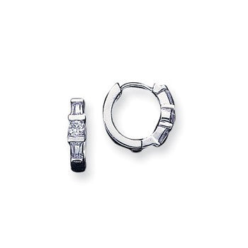 Sterling Silver CZ Hoop Earrings