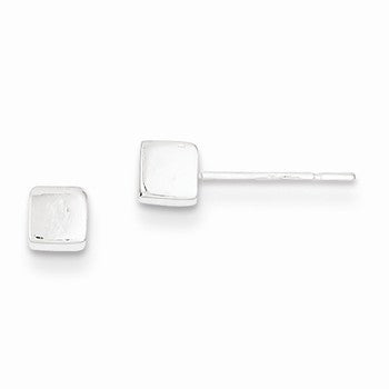 Sterling Silver Polished 4mm Square Earrings