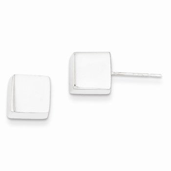 Sterling Silver Polished 8mm Square Earrings