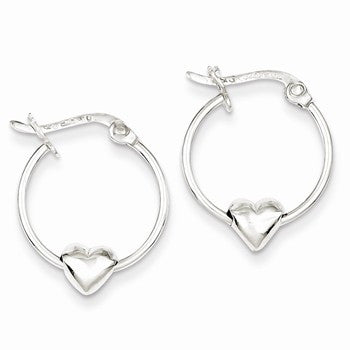 Sterling Silver Heart Hoop Earrings