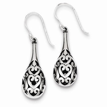 Sterling Silver Antiqued Fancy Dangle Earrings