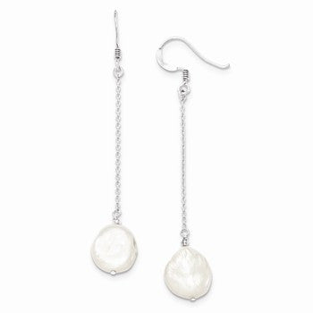 Sterling Silver Freshwater Cultured Coin Pearl Earrings