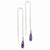 Sterling Silver Purple CZ Teardrop Threader Earrings