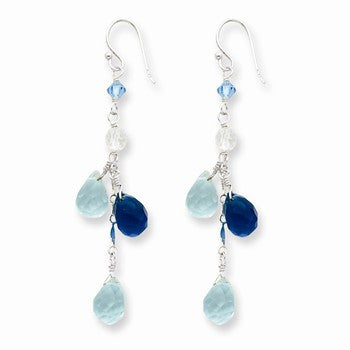 Sterling Silver Blue Clear Crystal Earrings