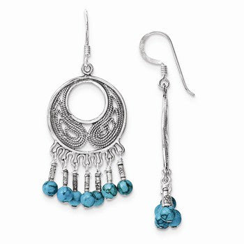Sterling Silver Dyed Howlite Antiqued Earrings