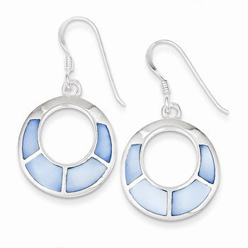 Sterling Silver Blue Shell Hoop Earring, Jewelry Earrings