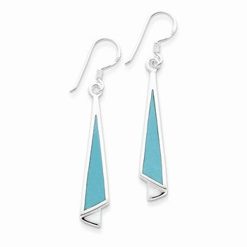 Sterling Silver Dangling Turquoise Earrings