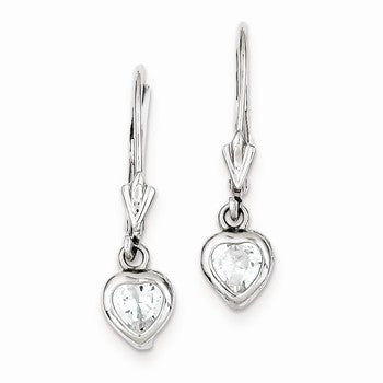 Sterling Silver CZ Leverback Earrings