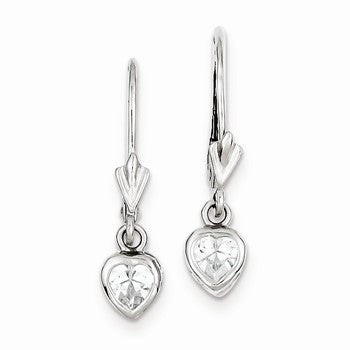 Sterling Silver CZ Leverback Earrings