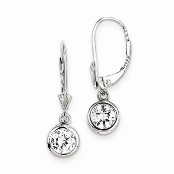 Sterling Silver CZ Leverback Earrings
